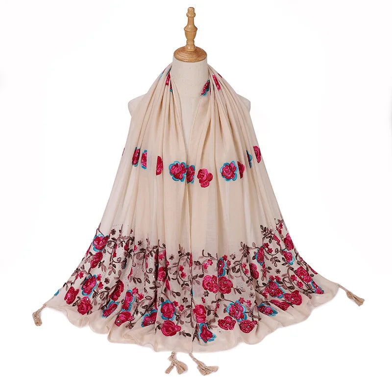 Embroidered hijab scarf