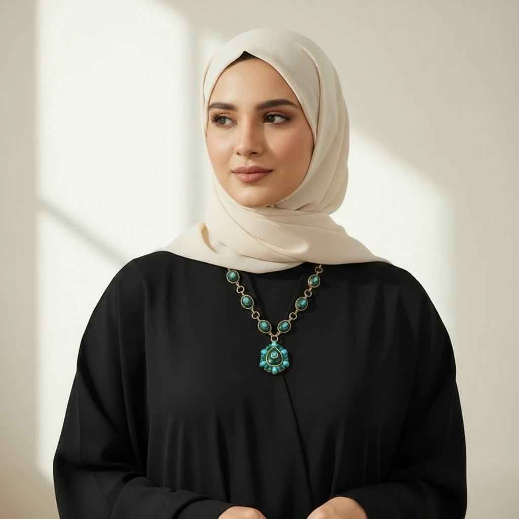 Vintage natural stone pendant necklace