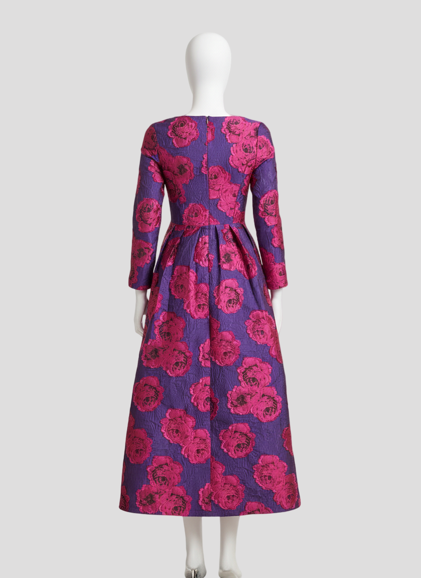 Exquisite floral Jacquard dress