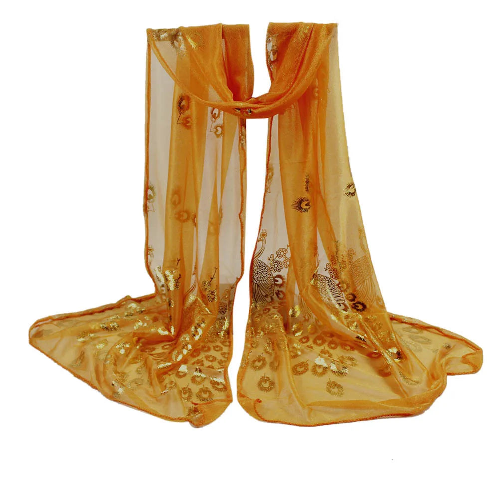 Peacock-flower printed scarf