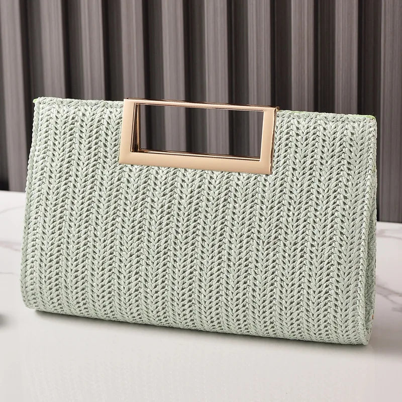 Straw minaudière crossbody bag