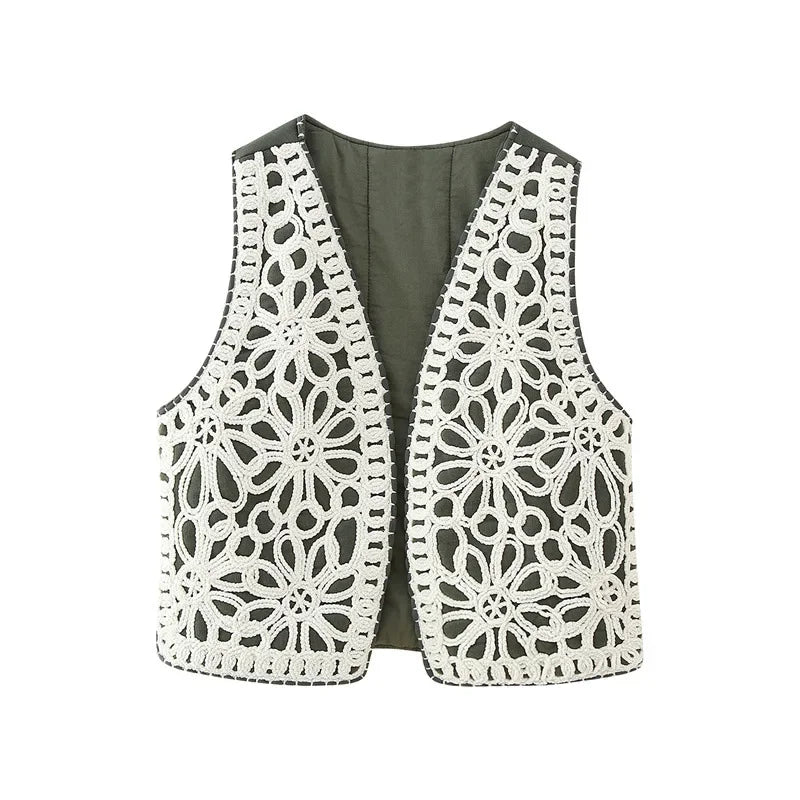 Embroidered cotton vest