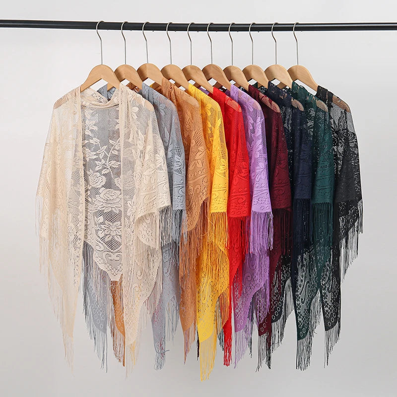 Floral embroidery shawl