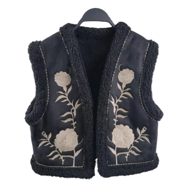 Vintage embroidered floral vest