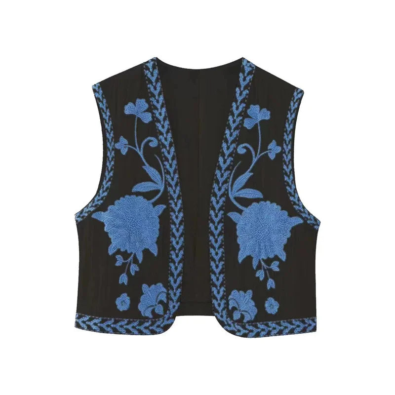Open front floral vest