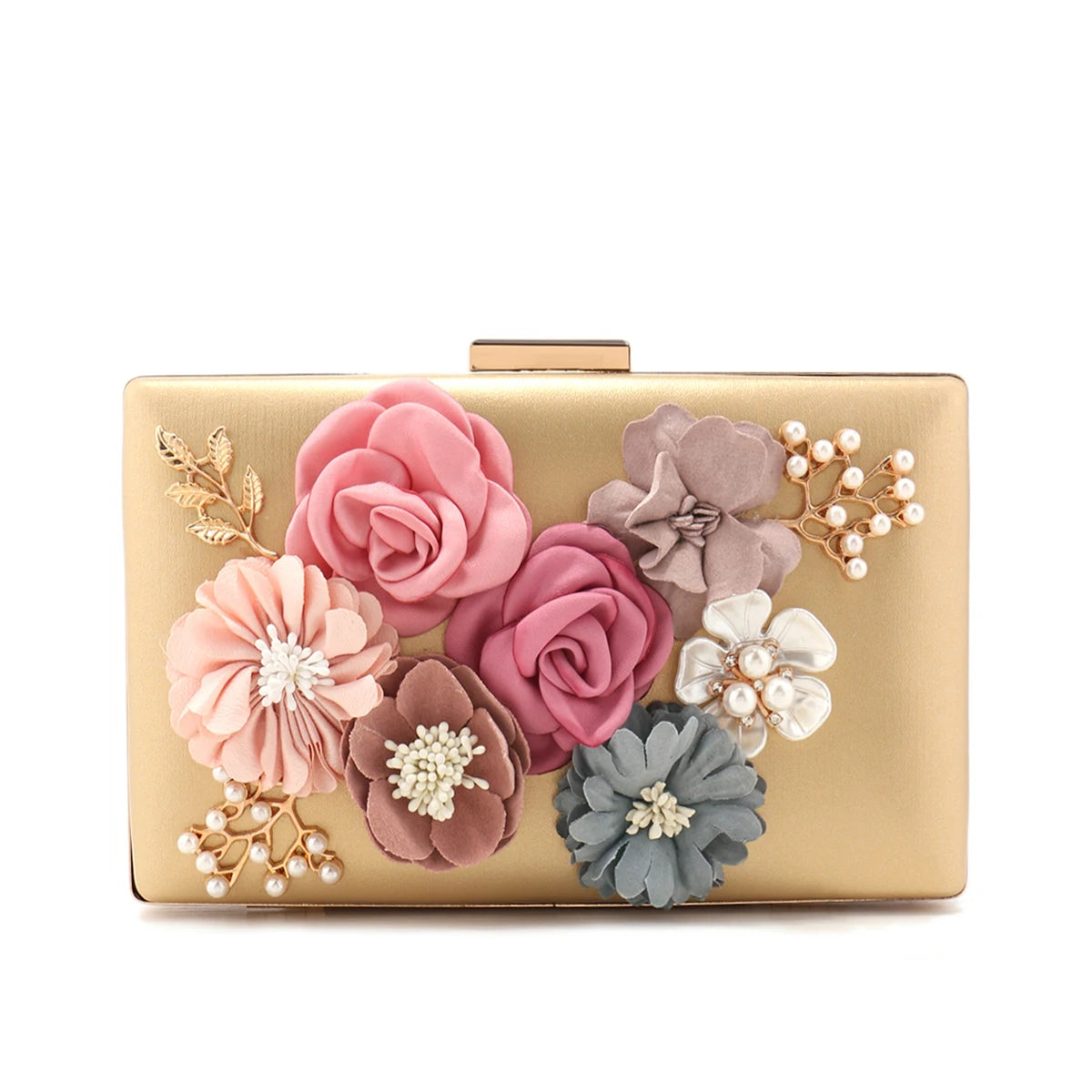 Handmade pearl & floral evening clutch