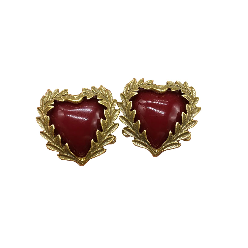 Heart-shaped brooch & earrings set