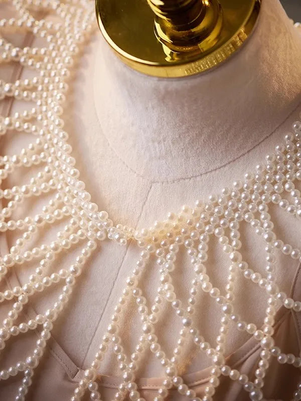 Vintage pearl tassel collar