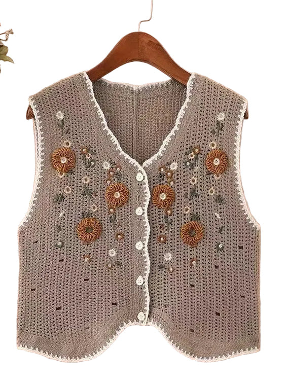 Floral embroidered vest
