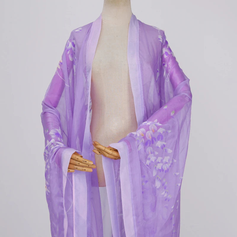 Printed big sleeve chiffon cloak