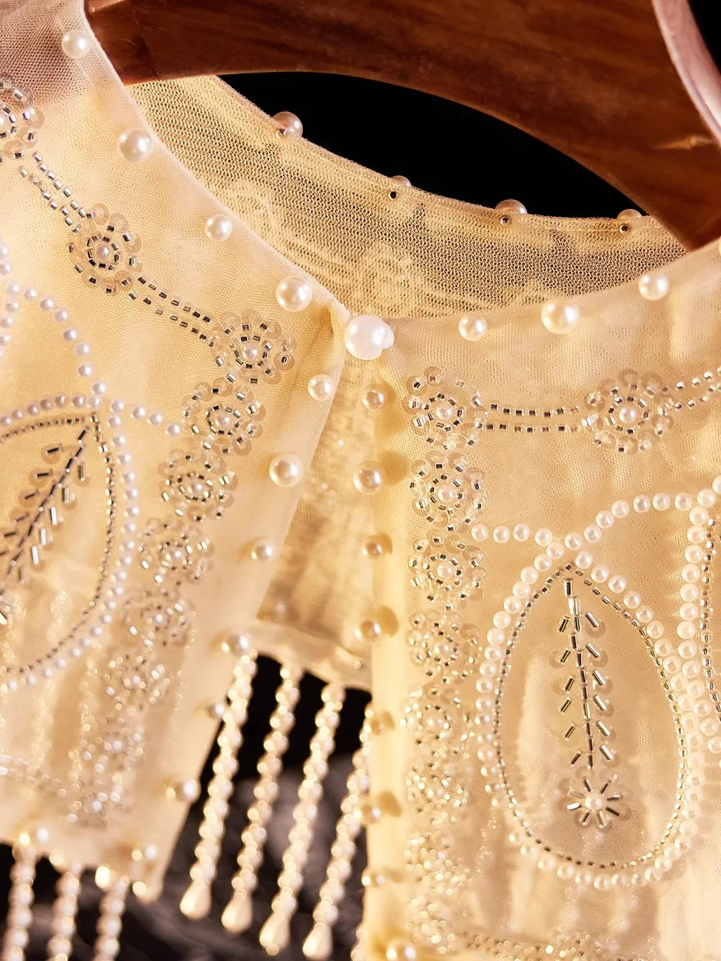 Solid pearl beaded embroidered collar