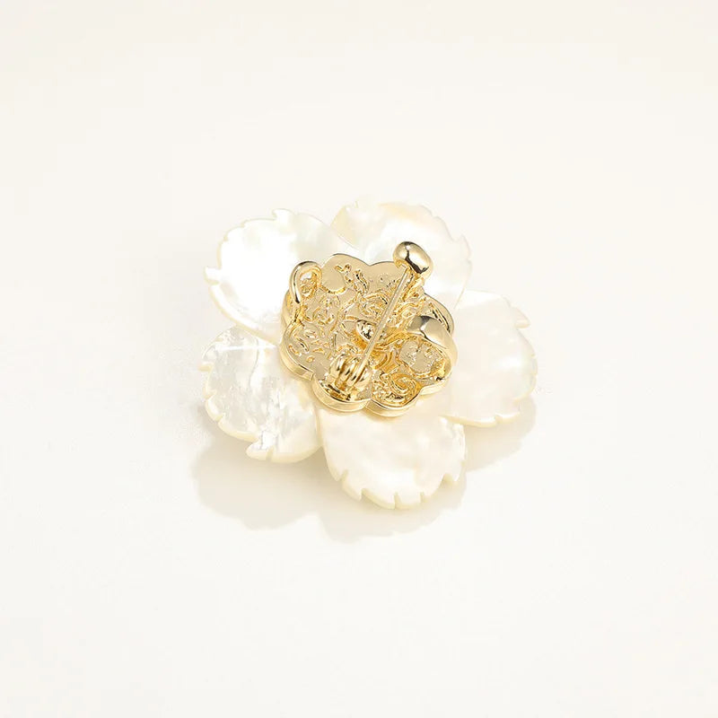 Freshwater pearl & shell brooch