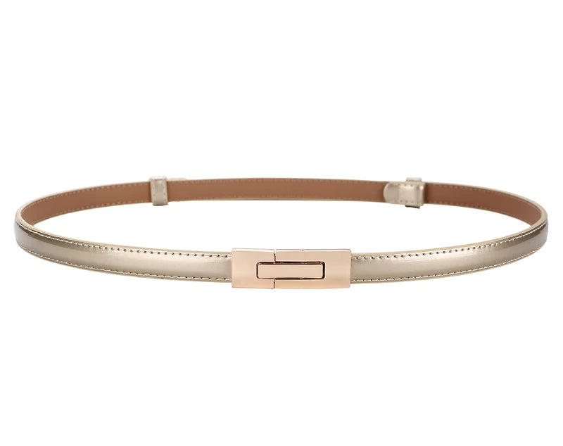 Adjustable skinny leather waist belt