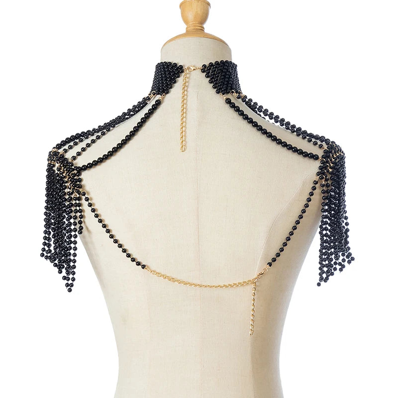 Multi-layer pearl shoulder chain collar