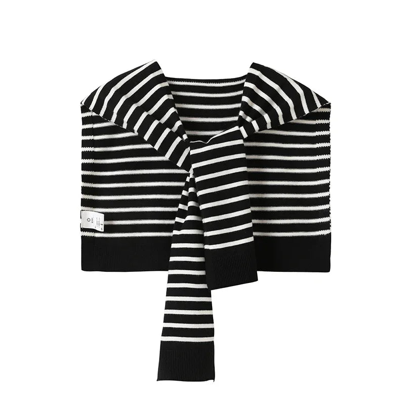 Striped knit shawl
