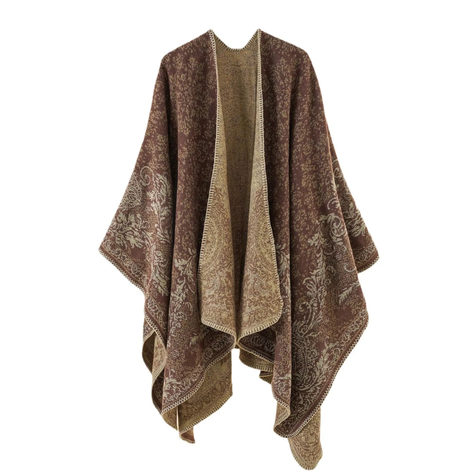 Printed poncho shawl