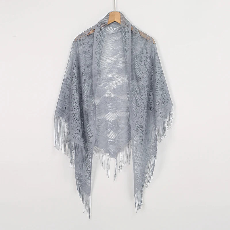 Floral embroidery shawl