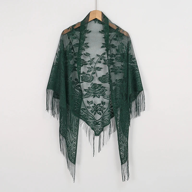 Floral embroidery shawl