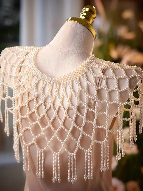 Vintage pearl tassel collar