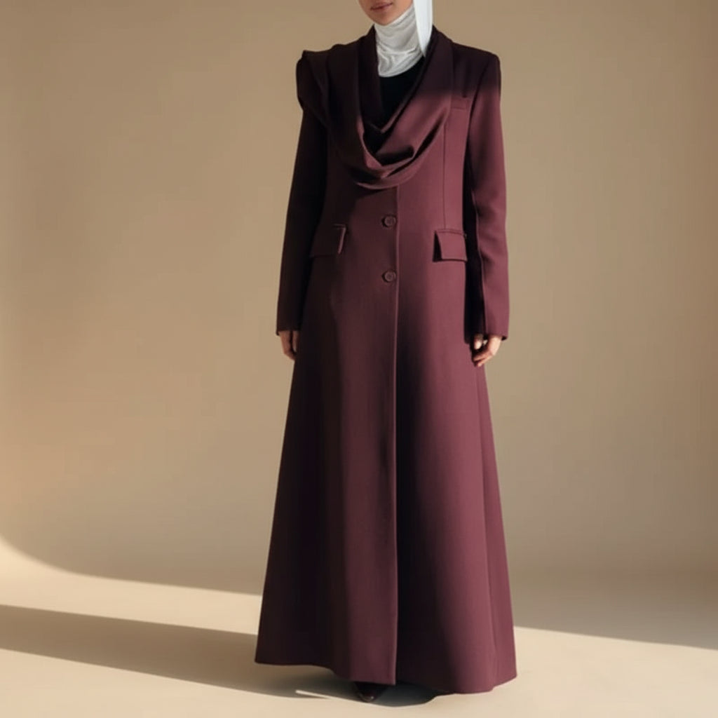 Long abaya-inspired trench coat