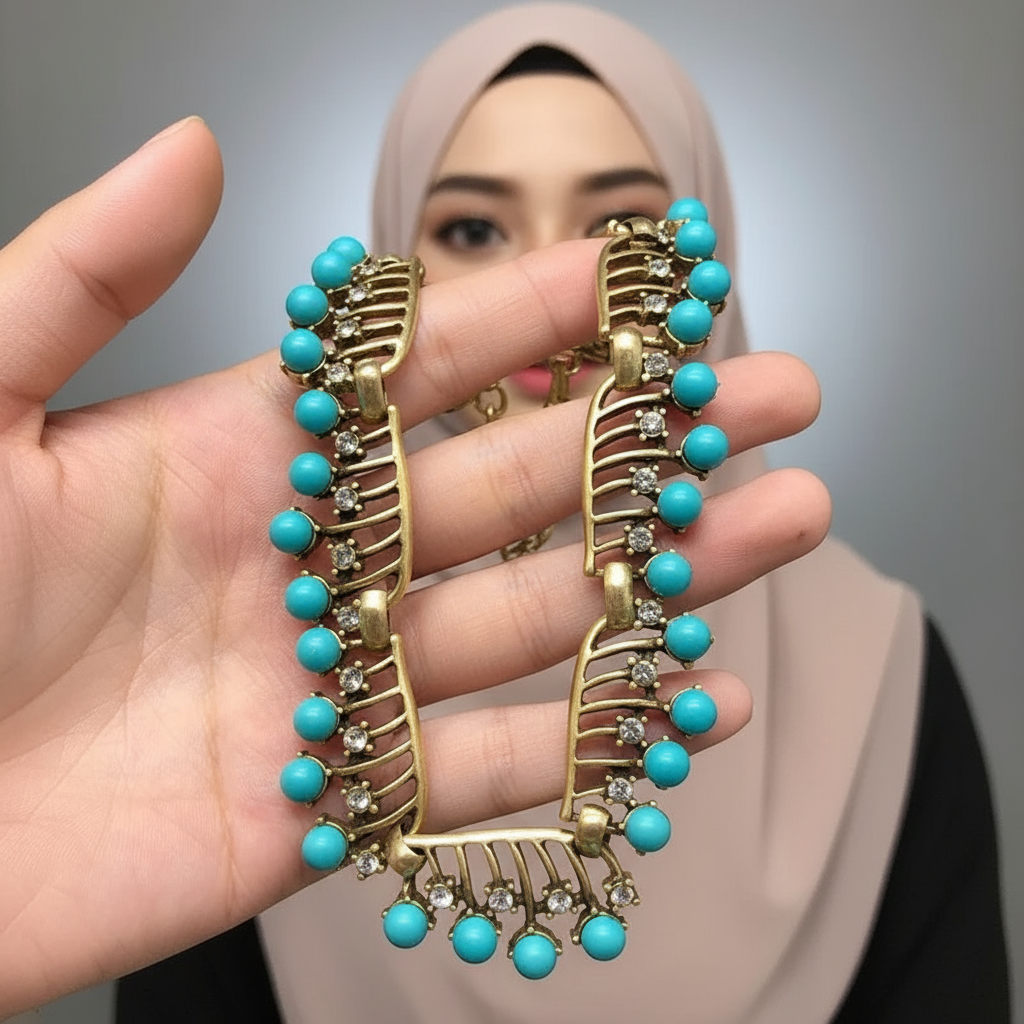 Elegant turquoise necklace and earrings