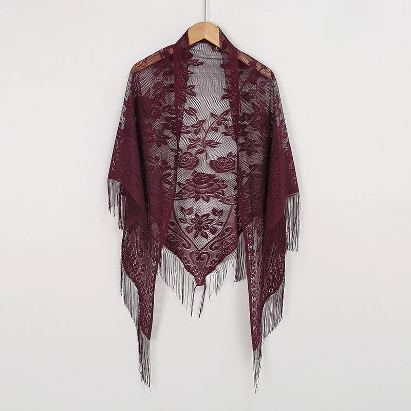 Floral embroidery shawl