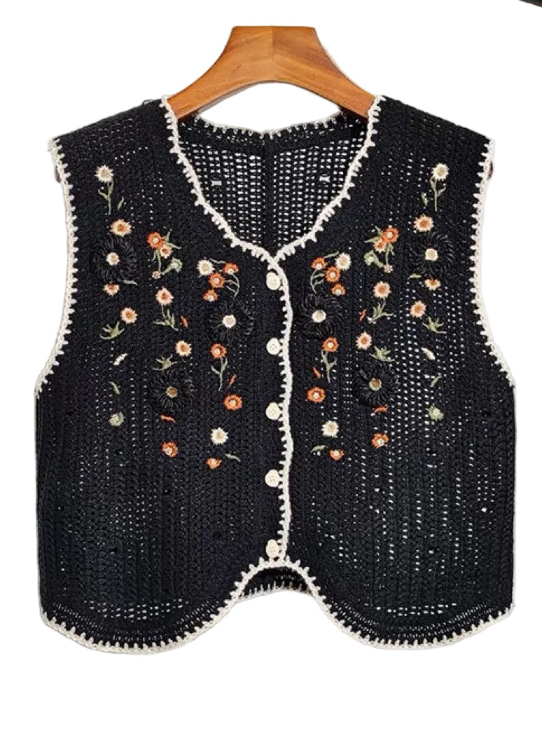 Floral embroidered vest