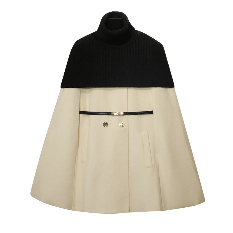 Elegant sleeveless turtleneck coat