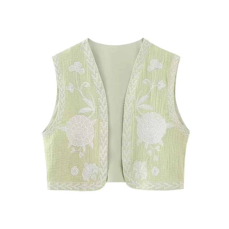 Open front floral vest