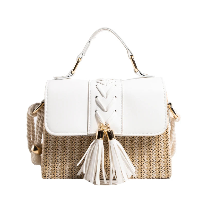 Woven straw crossbody bag