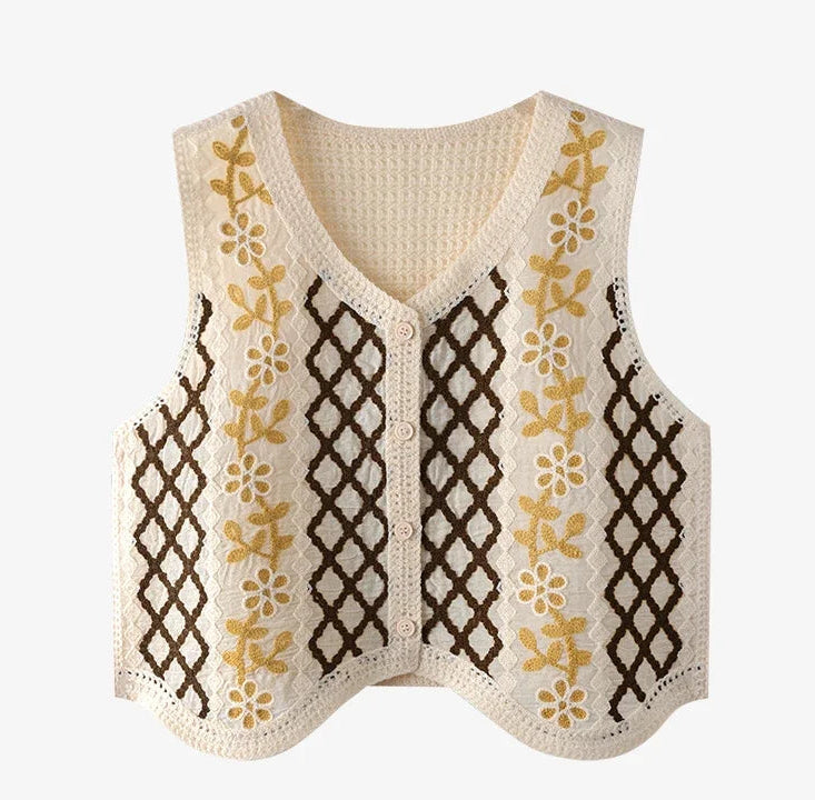 Embroidered knit vest