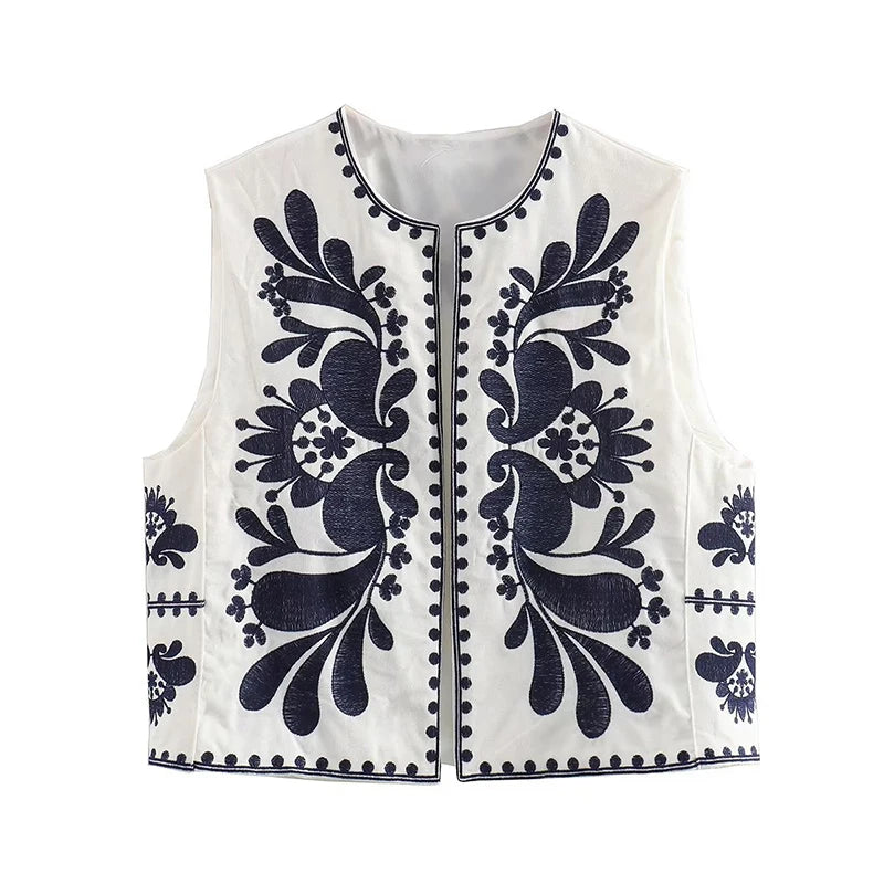 Casual embroidered vest