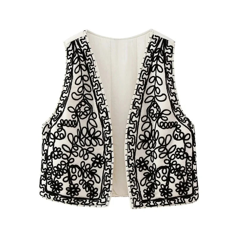 Embroidered cotton vest