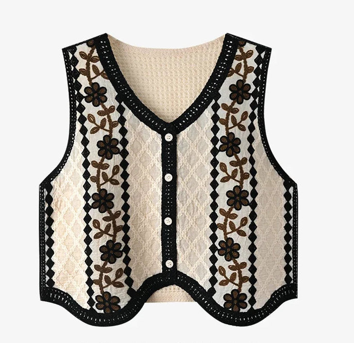 Embroidered knit vest