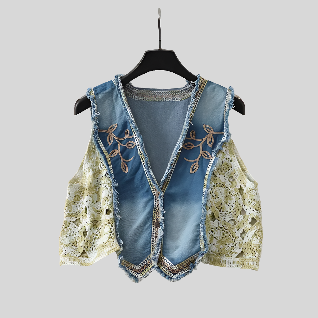 Embroidered cotton vest