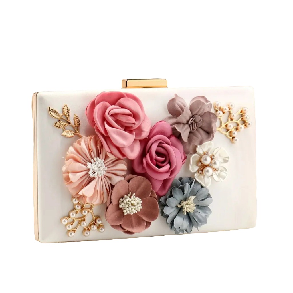 Handmade pearl & floral evening clutch