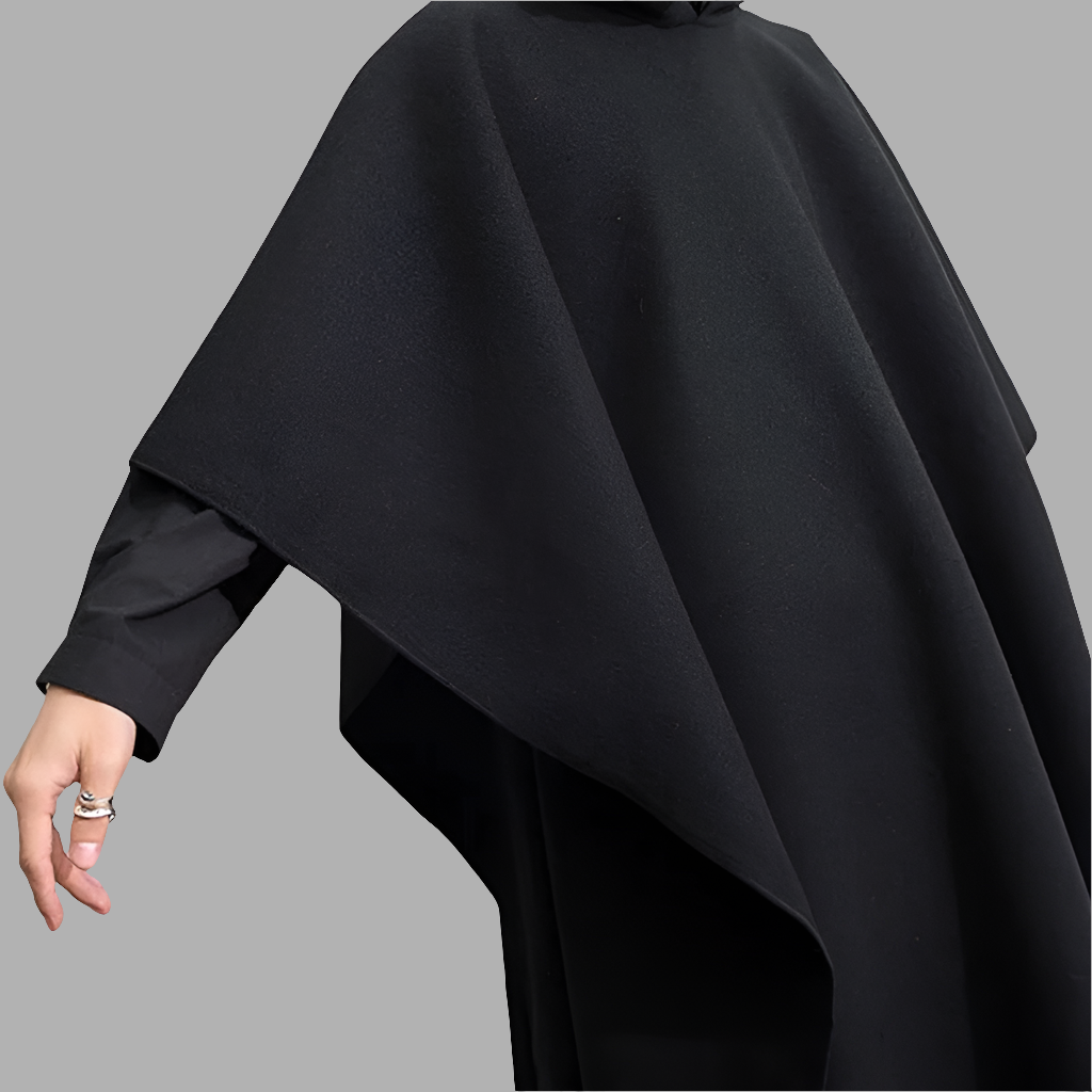 Cape-style long coat