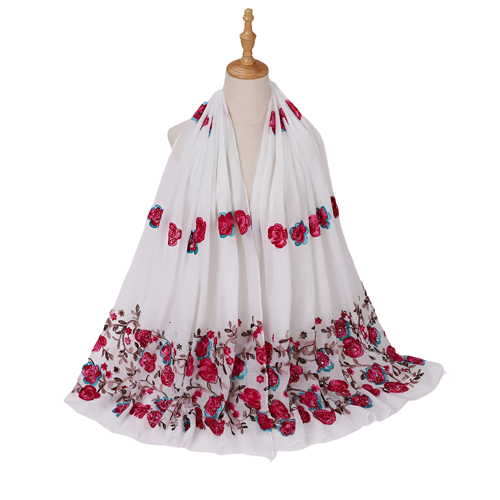 Embroidered hijab scarf
