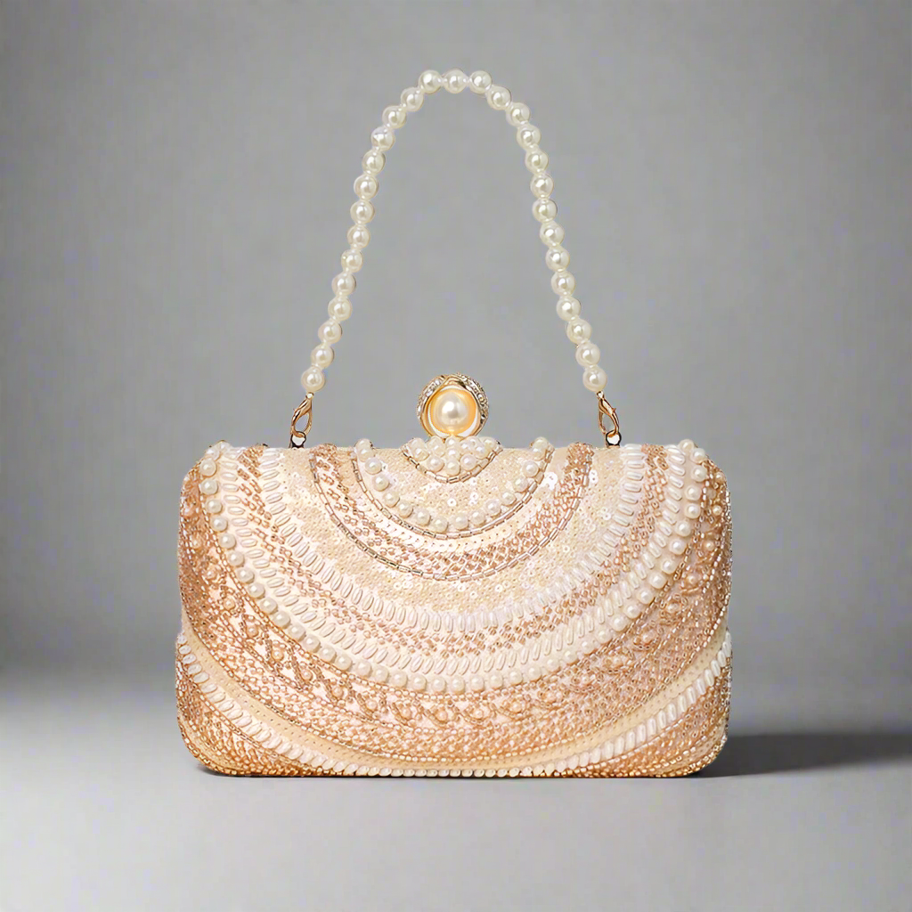 Pearl & diamond beaded minaudière bag