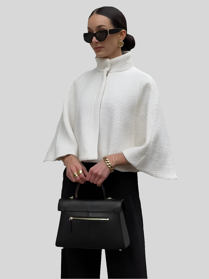Stand neck cape coat