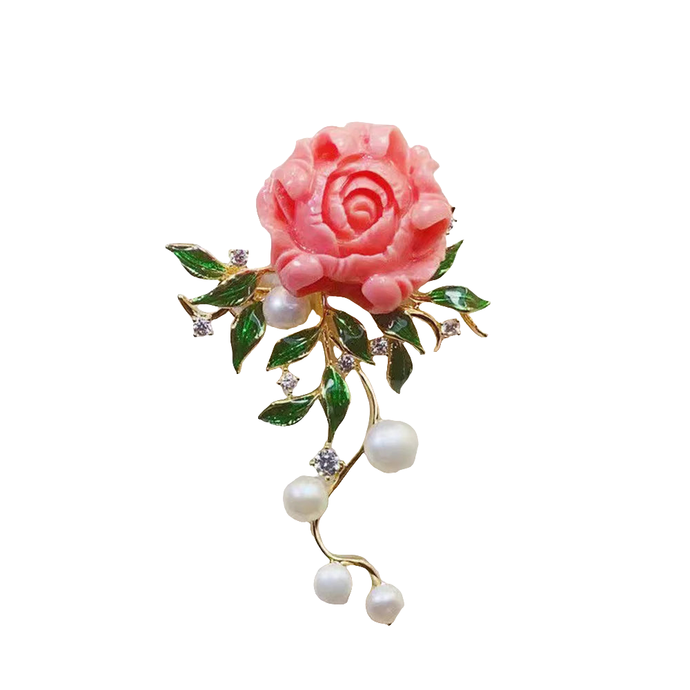 Rose-shaped zinc alloy brooch