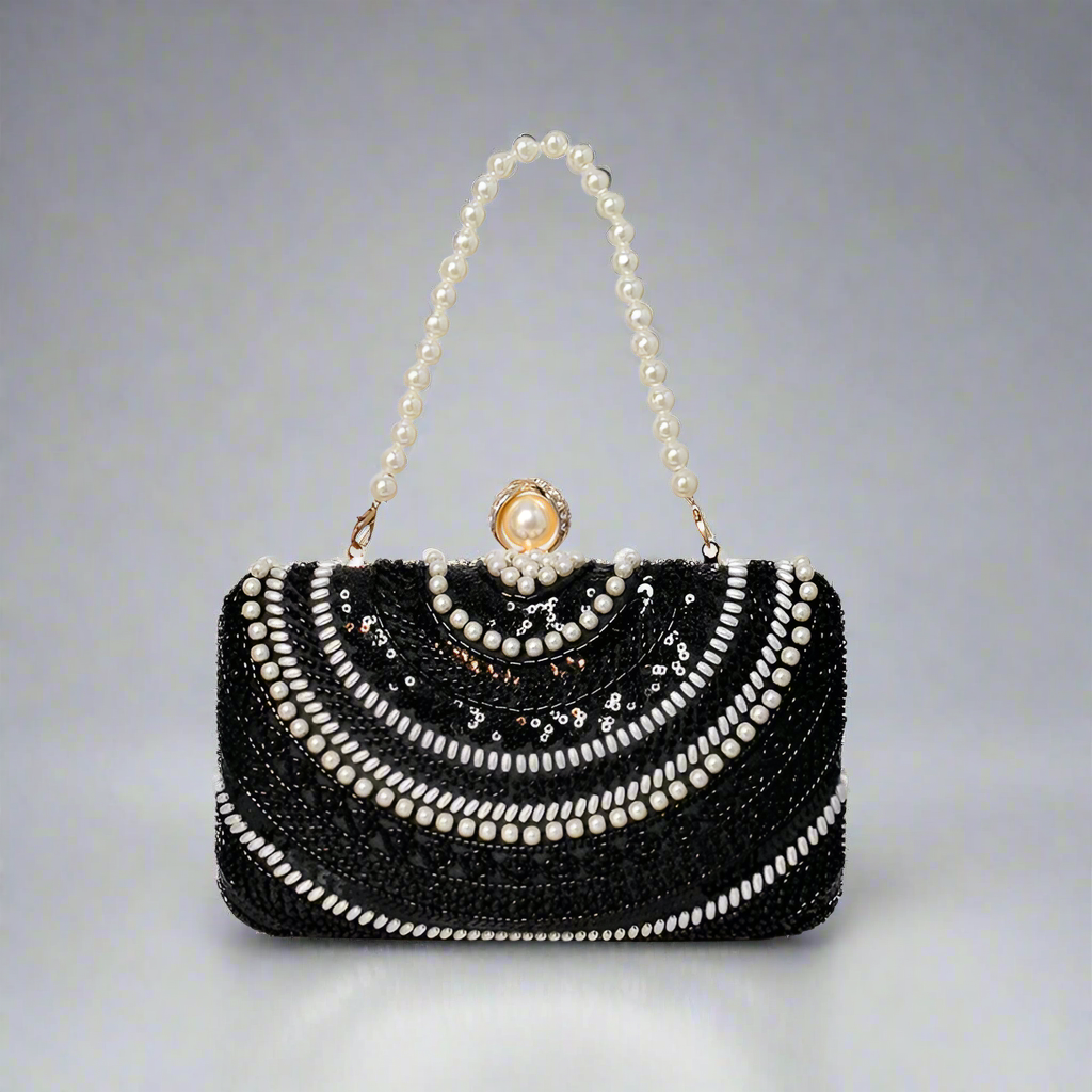 Pearl & diamond beaded minaudière bag