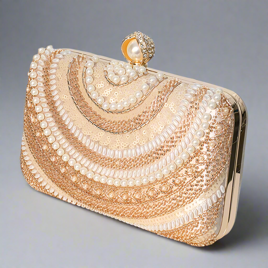Pearl & diamond beaded minaudière bag