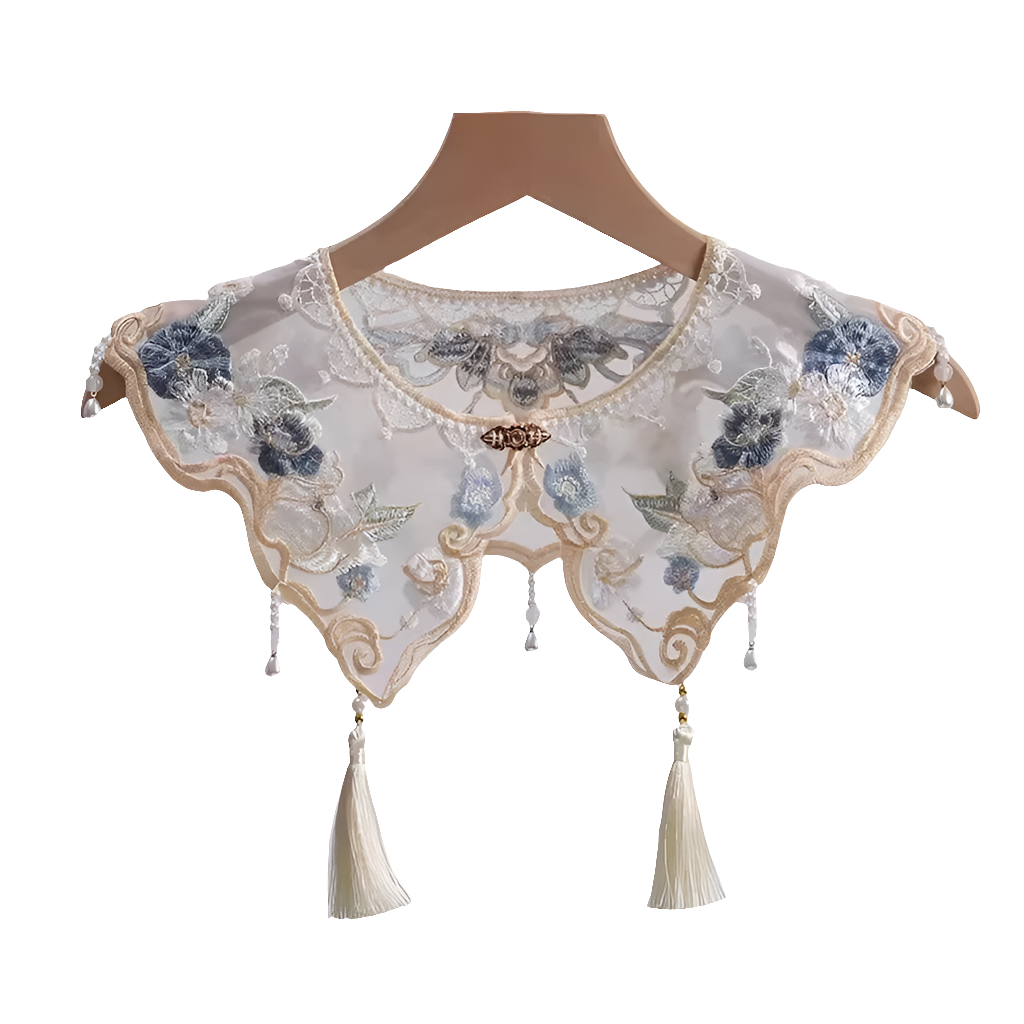 Embroidered tassel collar