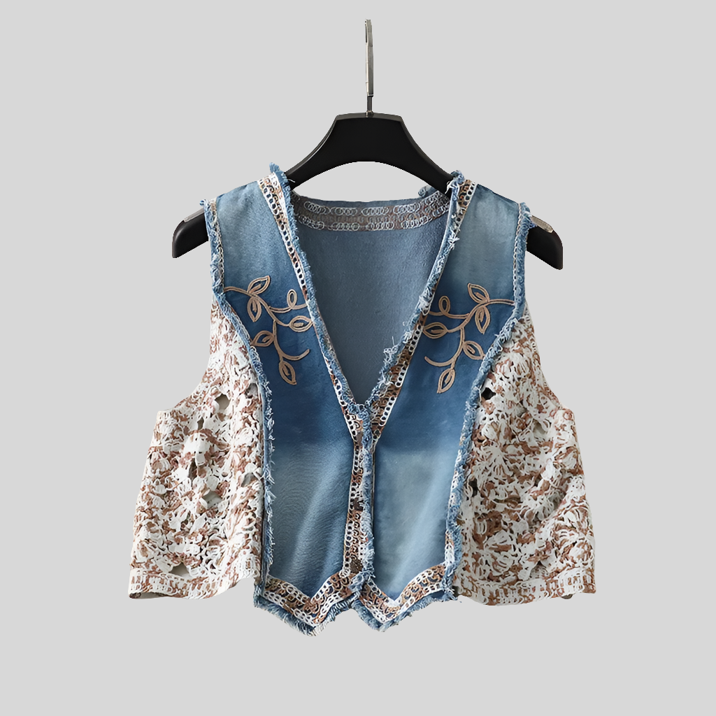 Embroidered cotton vest
