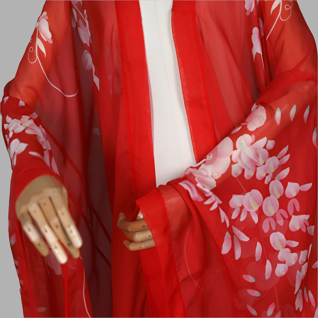 Printed big sleeve chiffon cloak