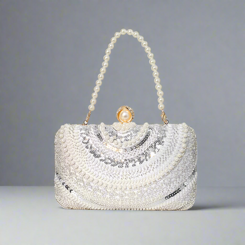 Pearl & diamond beaded minaudière bag