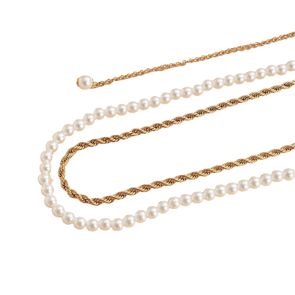 Minimalist double-layer pearl belt