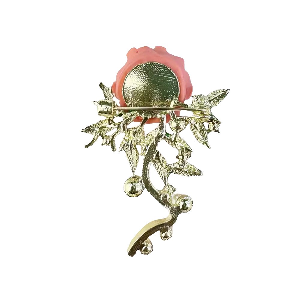 Rose-shaped zinc alloy brooch