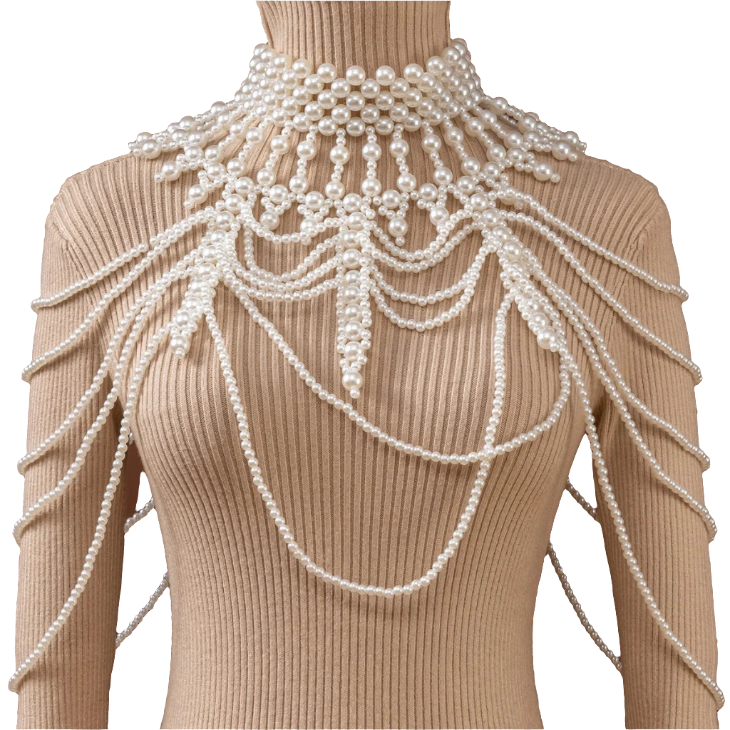 Dramatic pearl collar